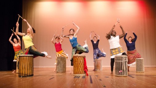 Blue Moon Tribe dundun dancing in Bakunda. Photo by Arthur Fink